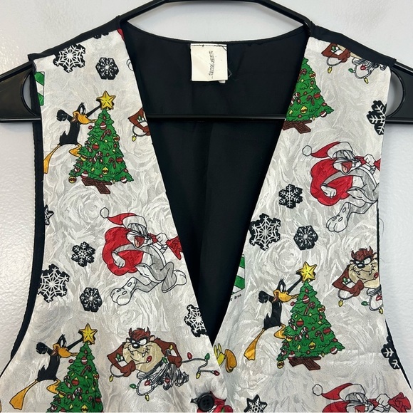 Vintage Looney Tunes Holiday Christmas Poly Vest Y2K 1993 Size Small/Medium - Picture 2 of 11